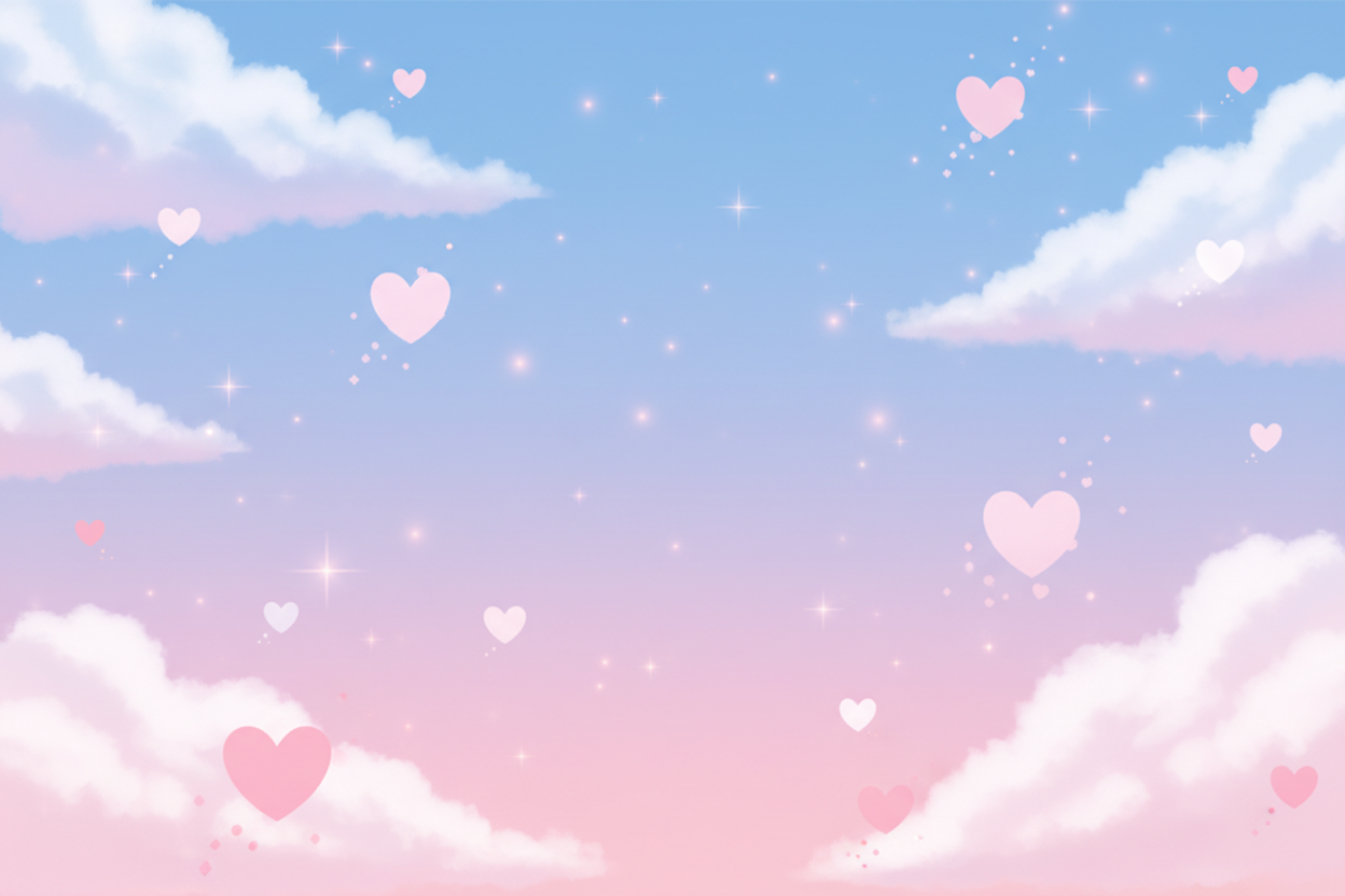Blue and Pink Clouds Stars Hearts